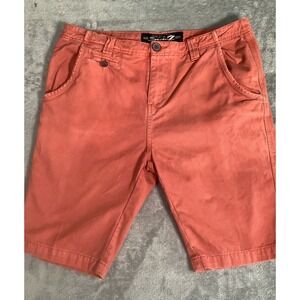 Seven 7 Mens Chino Shorts 32 Rusty Orange Cotton Flat Front